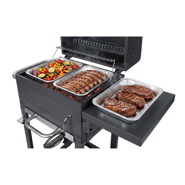 Kolgrill med termometer och justerbart galler