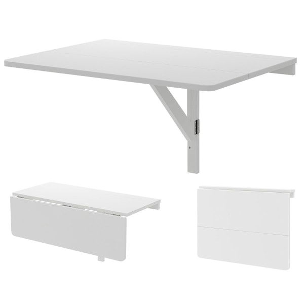 Väggmonterat hopfällbart bord Platsbesparande köksbord Fällbart väggbord 80 x 60 cm Vit