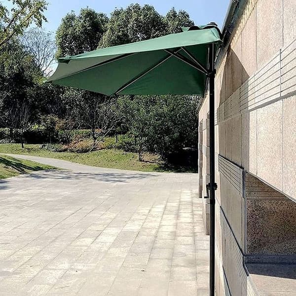 Haveparasol semivægparasol til terrassen 2,7 m grøn