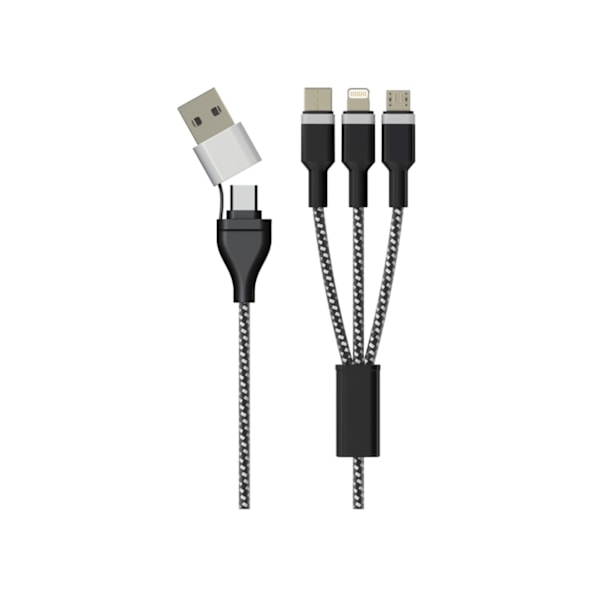 Sinox PRO X 6-in-1 -kaapeli, jossa Lightning, USB C ja Micro USB. 1 m. Punottu
