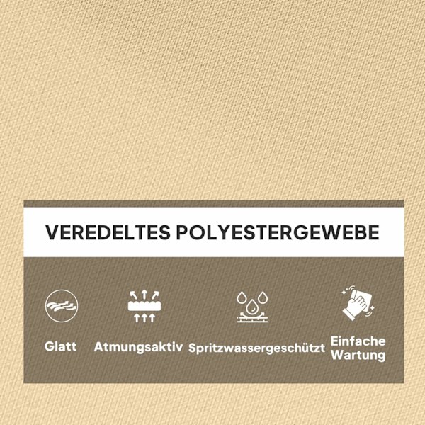 Siddehynde, 120x100 cm stolehynde med ryglæn, 8 cm tykt hyndebetræk, vandafvisende sædehynde til gyngestole og hængekurve, beige