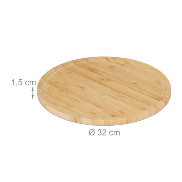 Bambuinen pizza- ja tarjoilulautasetti, 32 cm, 4 kpl
