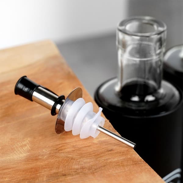 Olie- og eddikeflasker, sort glas, 300 ml, 2 stk.