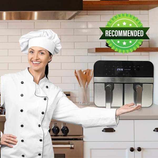 Comfy Nest CN-AFD45NS: 2400W dubbelkorg Digital S/S Airfryer - 9L
