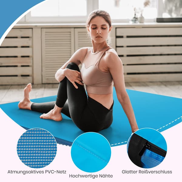 Foldbar gymnastikmåtte, 122x122x10 cm, blå, EPE-skum