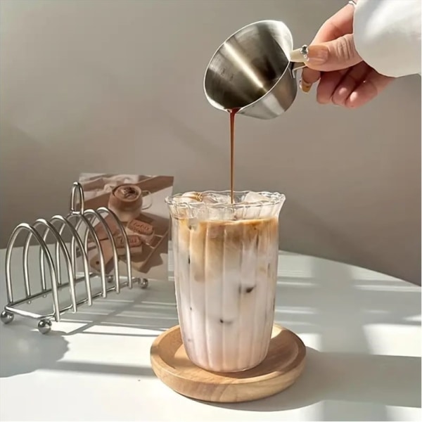 Ribbat glas för kaffe och drycker 1 st 420 ml 12x8,5 cm Szk54