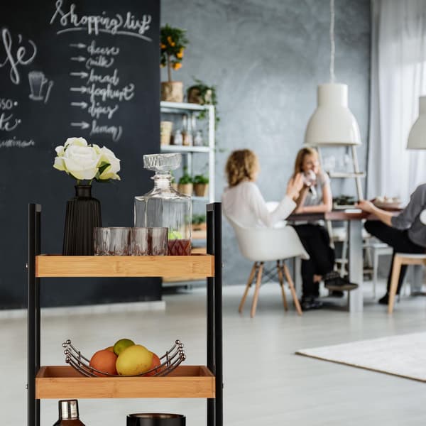 Serveringsvagn i bambu med 3 hyllplan