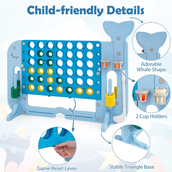 Jätte 4-i-1 Connect-spelset med ringkastning, blå