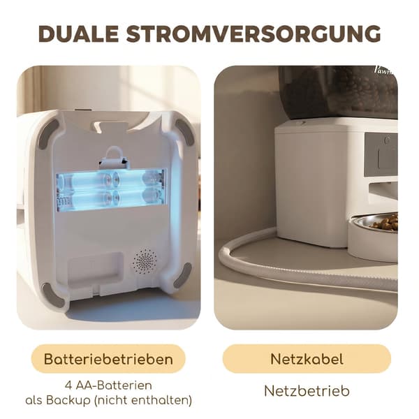 Automatisk kattefoderautomat, 4L, WiFi-appstyring, stemmestyring