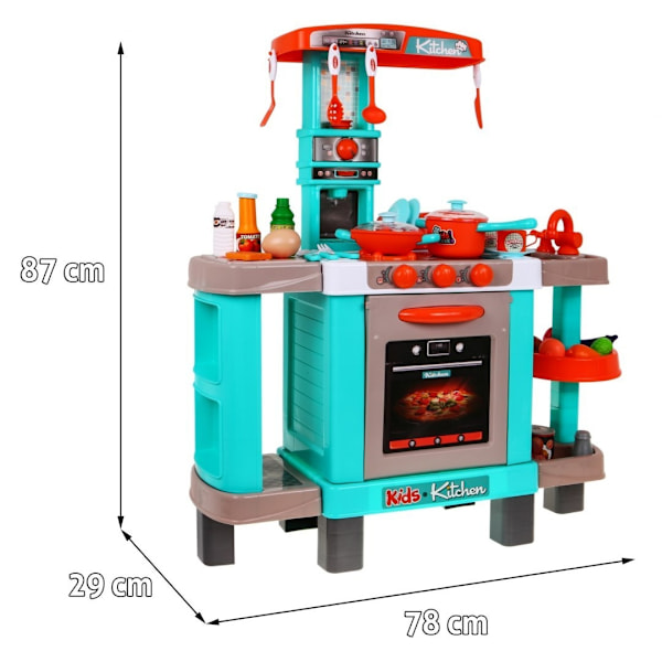 Interaktivt blått köksset med ljud och ljus för barn