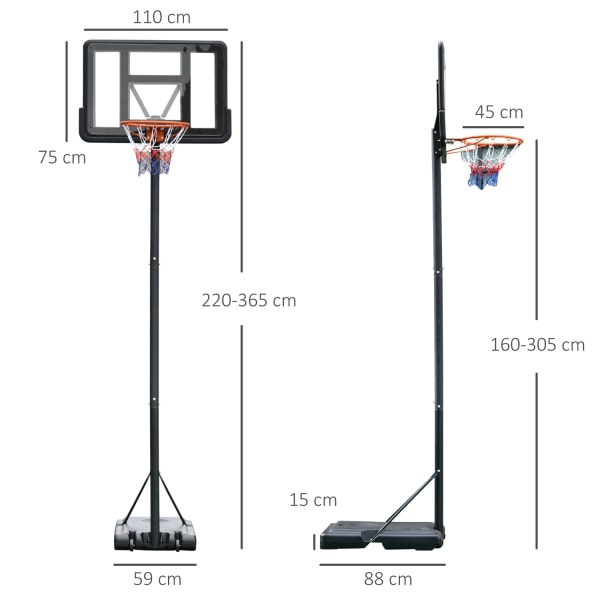 Basketballstativ Bærbar Fritstående Justerbar Basketballstativ Med To Hjul Til Udendørs Og Indendørs Brug