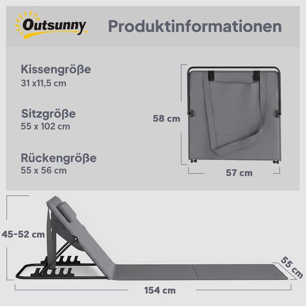 Strandloungeset, justerbart ryggstöd, bärbart, 2-pack