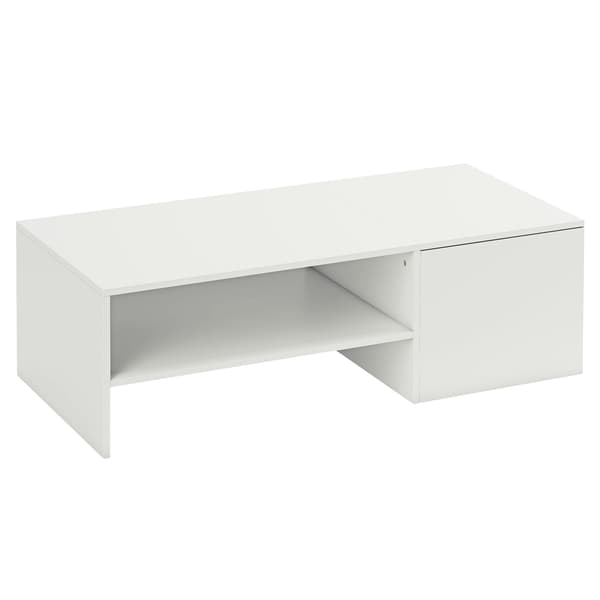 Ställbart soffbord med förvaring, vit spånskiva