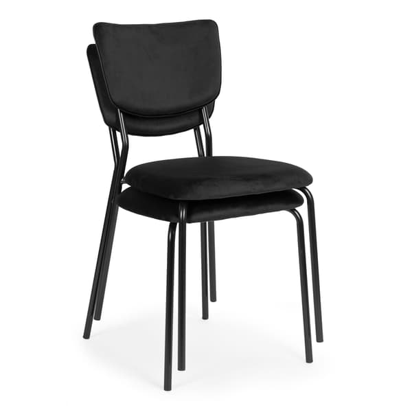 Matstolar i sammet, set om 4, svarta – ergonomiska, slitstarka