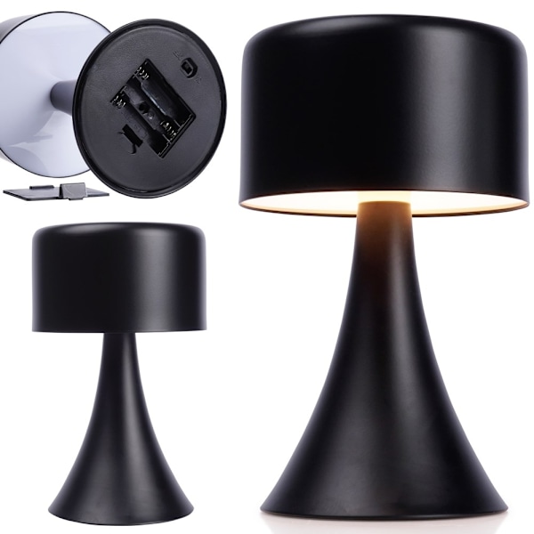 Trådlös svart bordslampa med 8 LED för hem och kontor