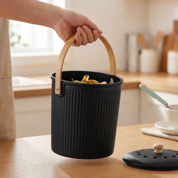 Køkkenkompostbeholder, 5,6 l, sort, kulfiltre