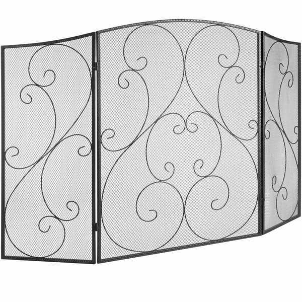 Pejsskærm, 3-panels jernnet, 48 tommer bred