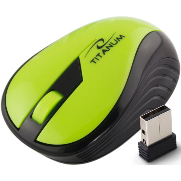 Titanum Wireless 2,4Ghz Optical Mouse 3D Usb Rainbow Green musta, Vihreä
