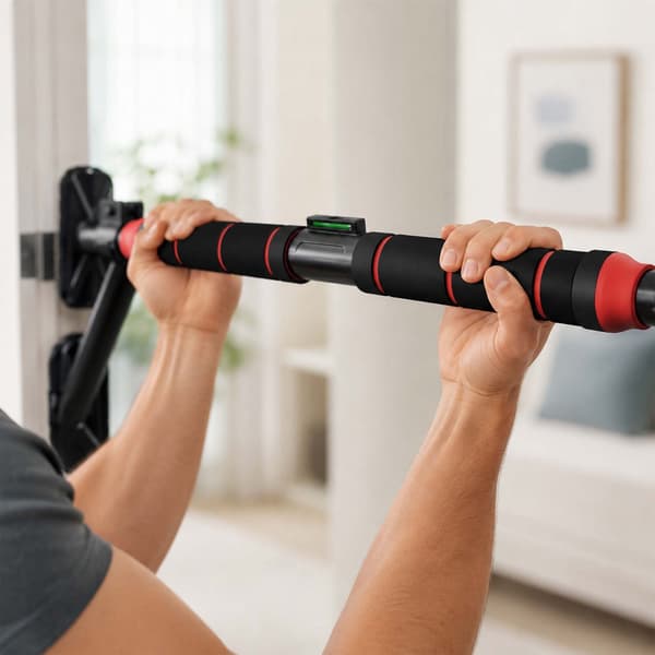 Justerbar pull-up-stång för dörröppning, 87–100 cm, svart/röd