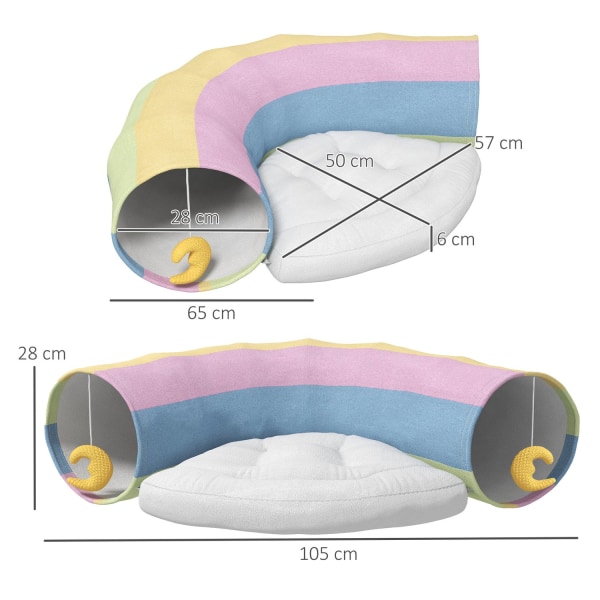 Cat Tunnel Foldbart Kattelegetøj Med Legepude, Polyester, Til Ka
