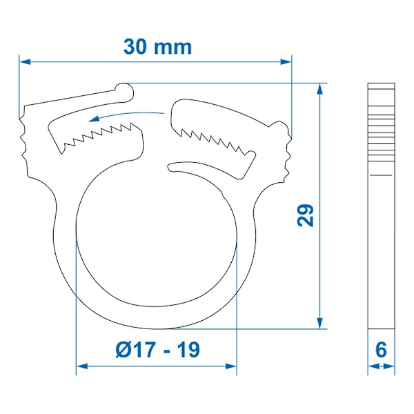 Vandslangeklemme 17-19mm pr stk