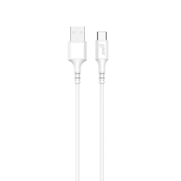 GEAR-latauskaapeli USB-A-USB-C 2,0 3 m valkoinen gen2 pyöreä kaapeli
