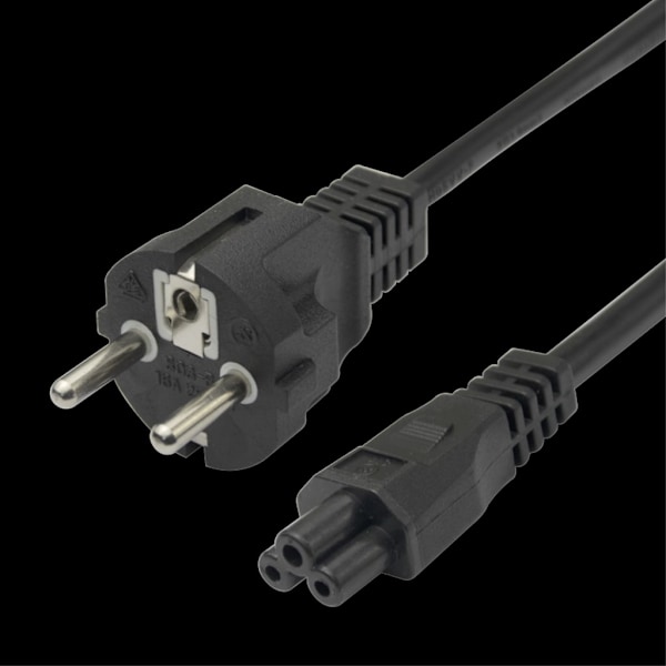 Strømkabel CEE 7/7 - C5, 3m - Sort