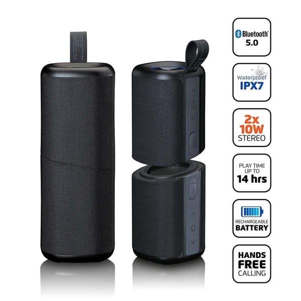 TWS Bluetooth 5.0 vedenpitävät kaiuttimet, 2 x 10 W, IPX7