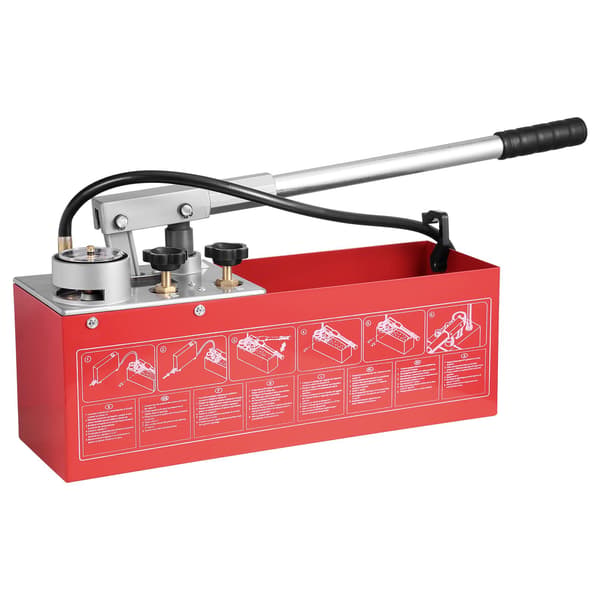 Hydrostatisk testpumpe, 25 bar, dobbeltventil, 10 liters tank