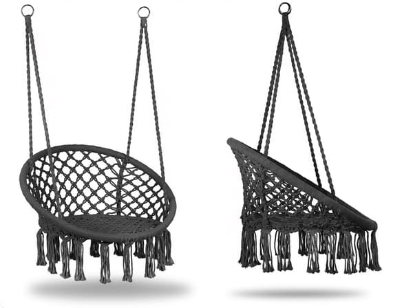 Boho hängande gunga, grå, stålram, 120 kg kapacitet