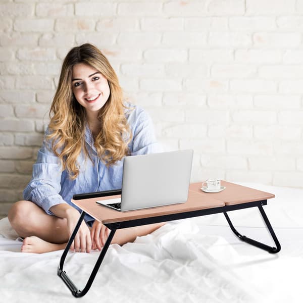Sammenklappeligt laptopbord med vippeplade, 4 vinkler, sort