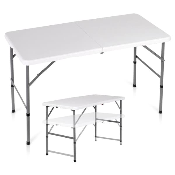 Foldbart cateringbord, justerbar højde, hvid, 120x60 cm
