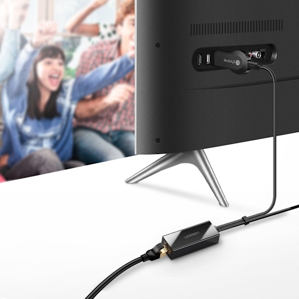 Eksternt LAN micro USB netværkskort 100Mbps til Chromecast 1m sort