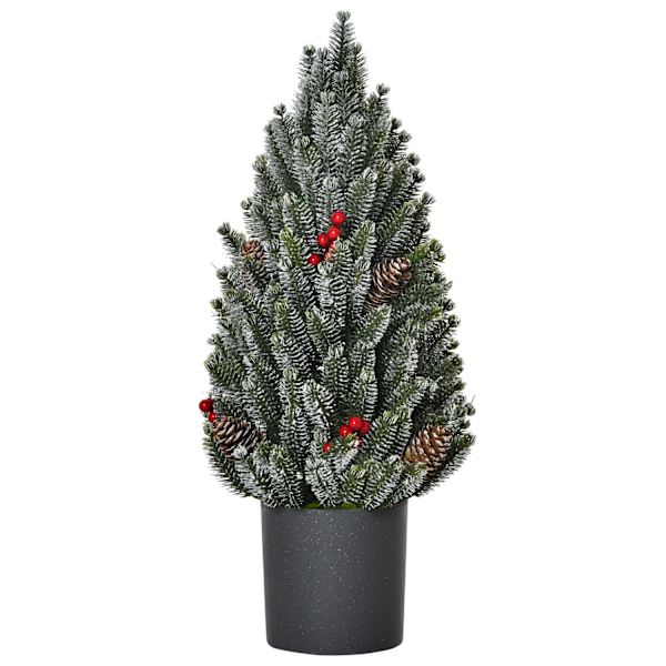 Konstgjord Julgransbord Julgran 170 Grenar Snötäckt Design Med Plastbas Bär Kottar Pe Pvc Ø27 X 47 Cm