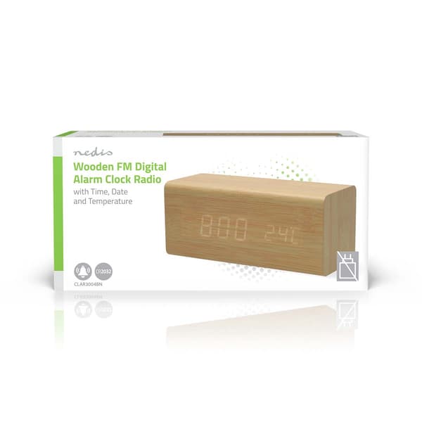 Digital vækkeurradio med LED-display og USB-C