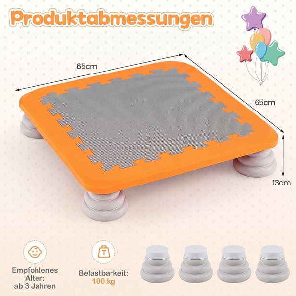 Mini-studsmatta för barn med halkfria dynor, orange, 64 cm