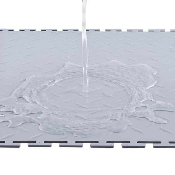 Sammanfogade garagegolvplattor, 16-pack PVC diamantplatta, ljusgrå