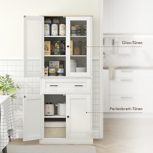 Keittiökaappi, korkea kaappi laatikolla, säädettävät hyllyt, keittiön buffet akryyliovilla, 2 kaappiosastoa olohuoneeseen, ruokailuhuoneeseen, 76 x 40