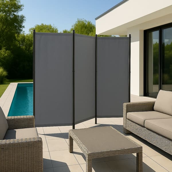Vikbar 3-panel Trädgårds- och Rumsavdelare 167x164 cm Grå MultiGarden