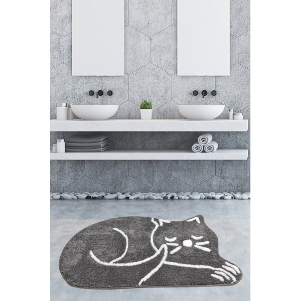 Akryylikylpymatto Sleeping Cat - harmaa