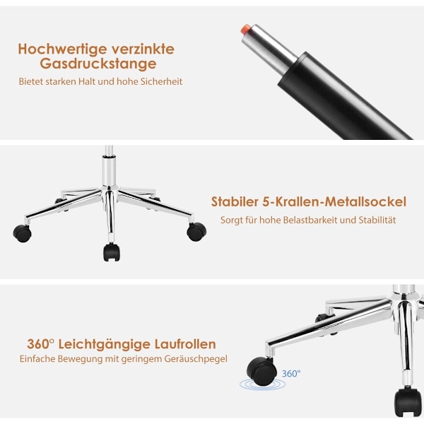 Kontorstol ergonomisk imiteret læder skrivebordsstol højdejusterbar drejestol grå