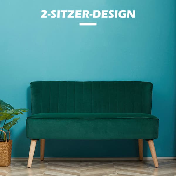 2-sits retrosoffa, mörkgrön, träben, 117 cm
