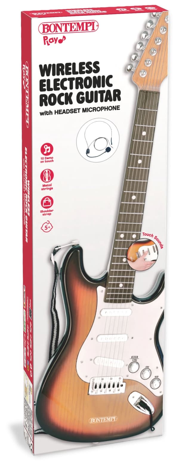 Trådlös elektronisk rockgitarr med headsetmikrofon