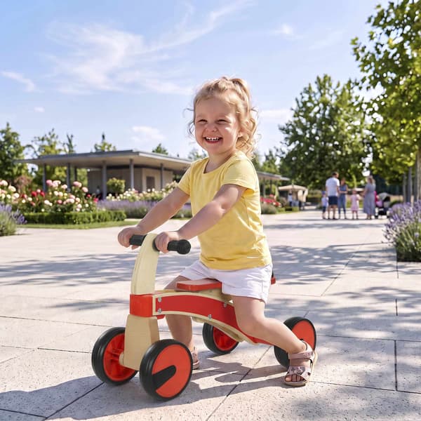 Träbil för småbarn, röd, EVA-hjul, 2-3 år