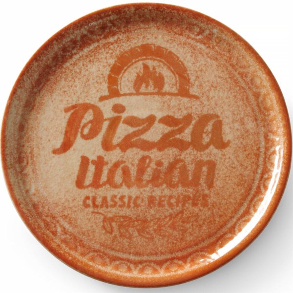 Opskrift Samling Mursten Rød porcelæn pizza tallerken, dia. 33 cm - sæt med 6 stk.