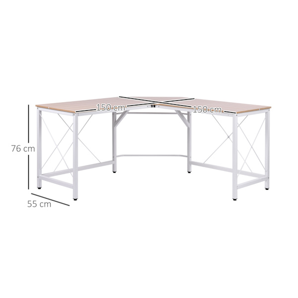 L-Desk Kulmapöytä Kulmapöytä Työpöytä Mdf Natural 150X150X76Cm