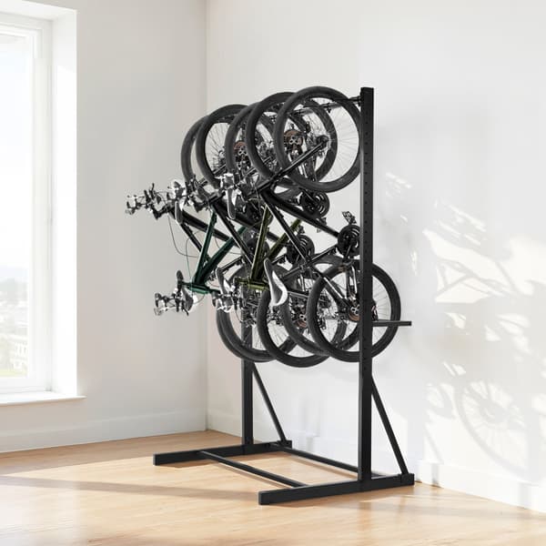 Fritstående cykelstativ til 5 cykler, 136 kg kulstofstål