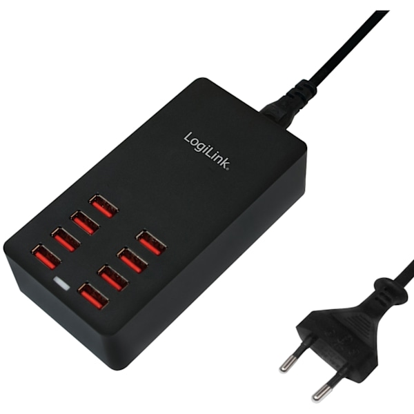 USB-oplader 8 porte 8,8A Sort