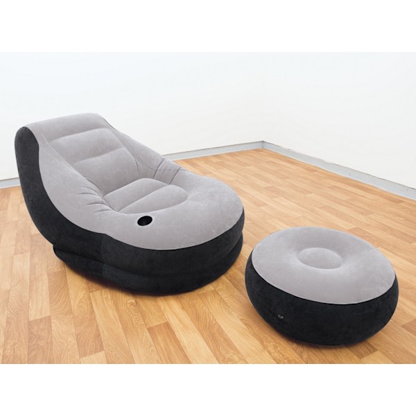 Fløjlslænestol med fodstøtte 130 x 99 x 76 cm INTEX 68564