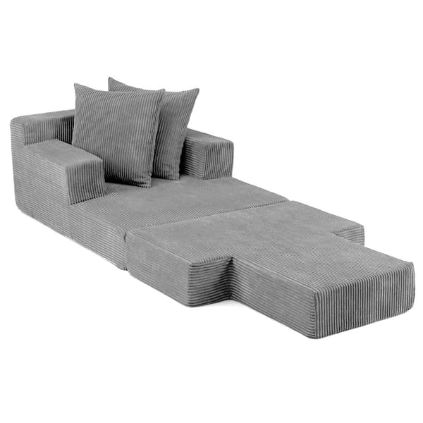 Hopfällbar bäddsoffa, bäddsoffa, grå, 2 kuddar